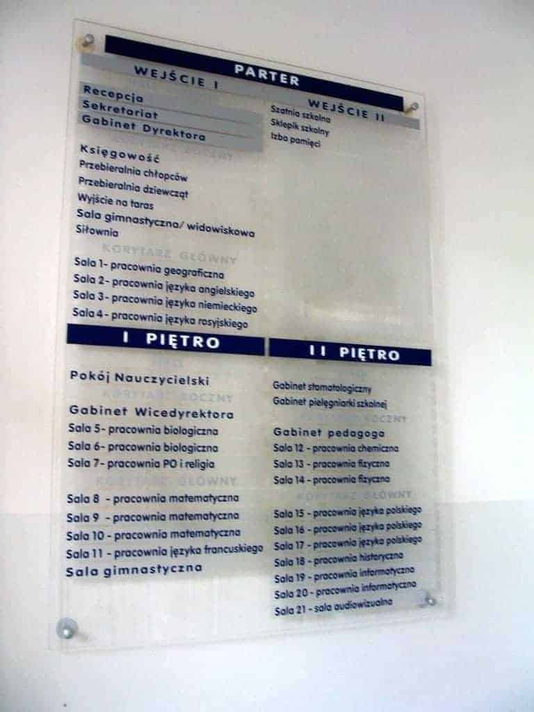 tablica informacyjna z plexi LO Mińsk Maz
