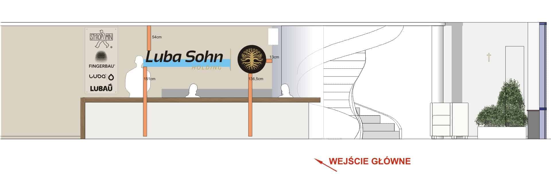 projekt graficzny Luba Sohn Holding ściana z logotypami