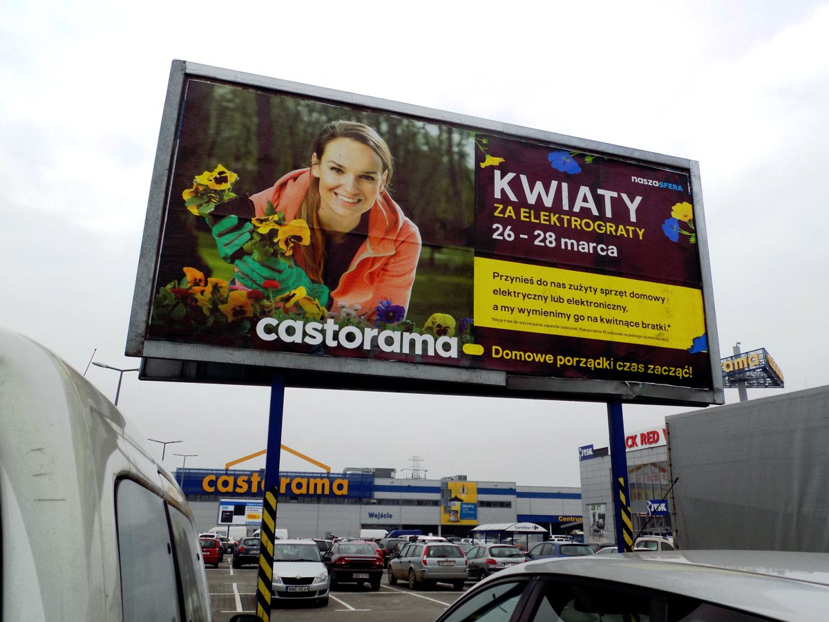 Reklama na billboardy druk plakatu wyklejanie Castorama