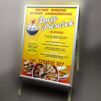 potykacz reklamowy aluminiowy z grafiką dwustronną