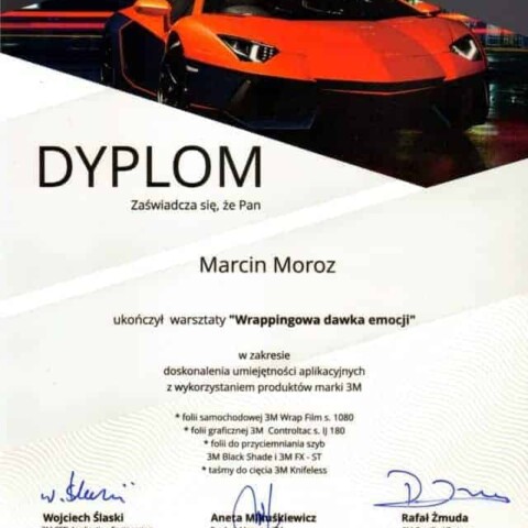 Certyfikat oklejania samochodów 3M Integart