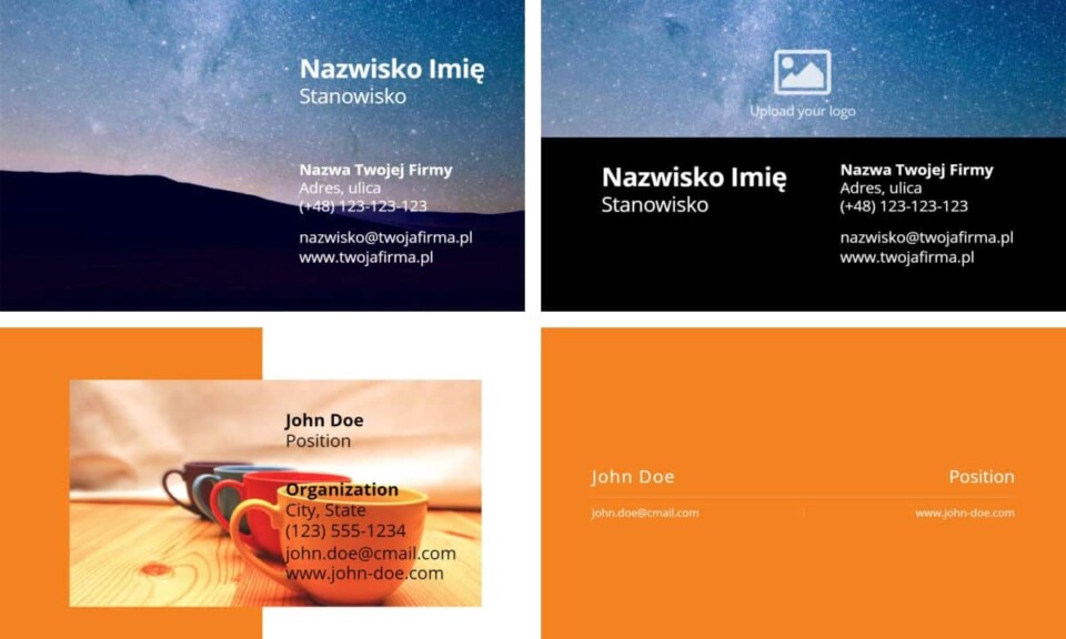 Wizytówki-serwis bez logowania kreator wzory