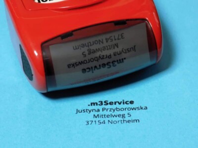 Reklama dla polskiej firmy w Niemczech. Ekspresowe pieczątki firmowe identyfikacja firmy