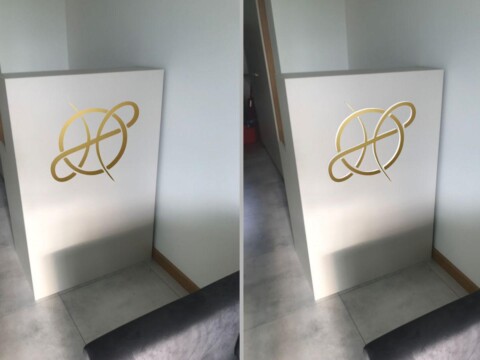 złote logo cięte plexi jaki wybrać wzór