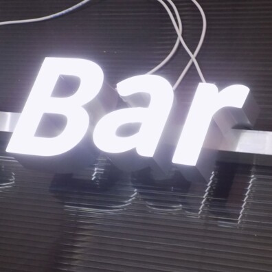 Litery blokowe 3D podświetlany napis BAR