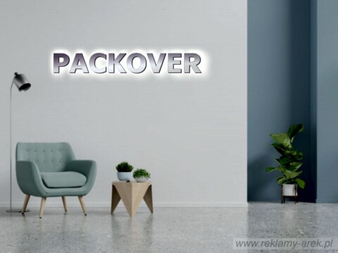 Logo podświetlane lustrzane litery przestrzenne wizualizacja