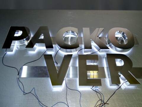 Logo świecące przestrzenne lustrzana pleksi taśma lustro chrom