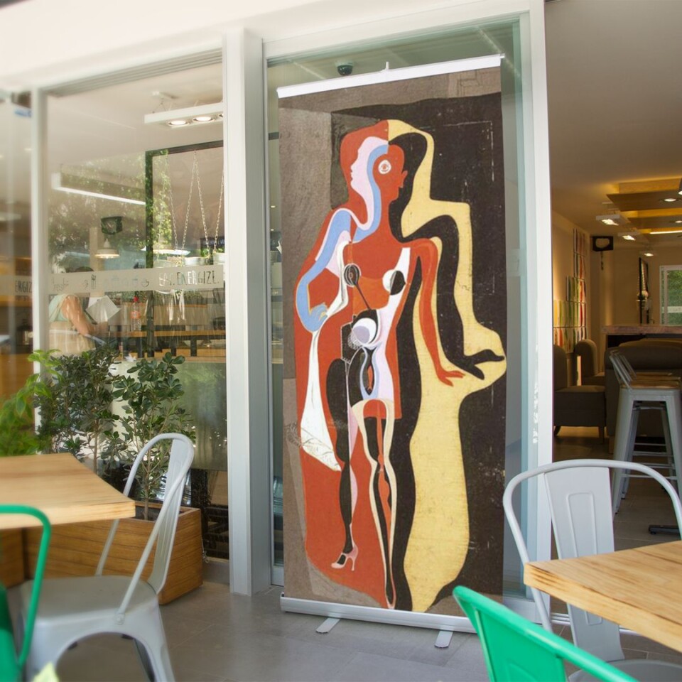 wydruk reprodukcji obrazu Salvadora Dali na banerze rollup