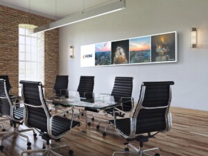 Reprezentacyjny dekor na ścianę grafika dekoracyjna biura | Dekoracja pomieszczenia - reklama w centrali PGNiG